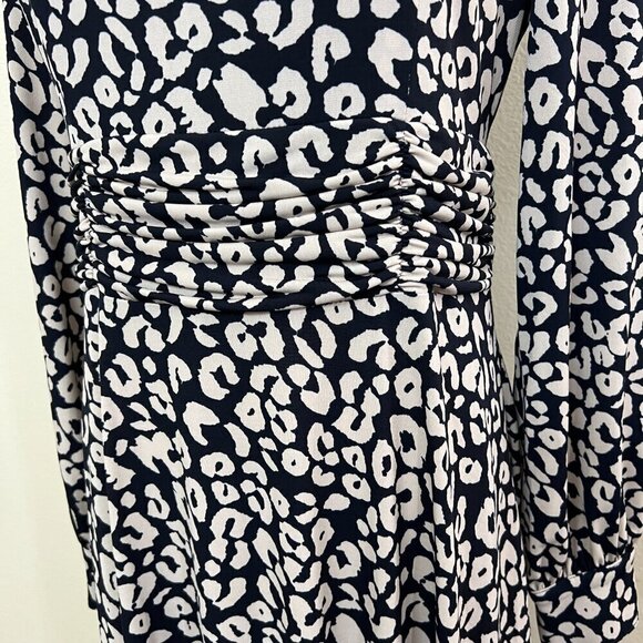 Jessica Howard Women's Ruched Midi Jersey Dress 10P Leopard Print - Picture 5 of 13